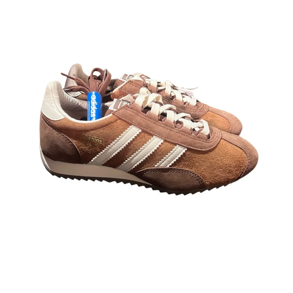 adidas Women's Brown Suede Sneakers with White Stripes sl 72